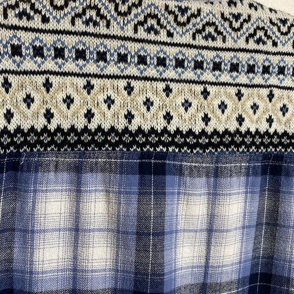 AEROPOSTALE Flannel Button Down Fair Isle Sweater Back - Picture 2 of 8